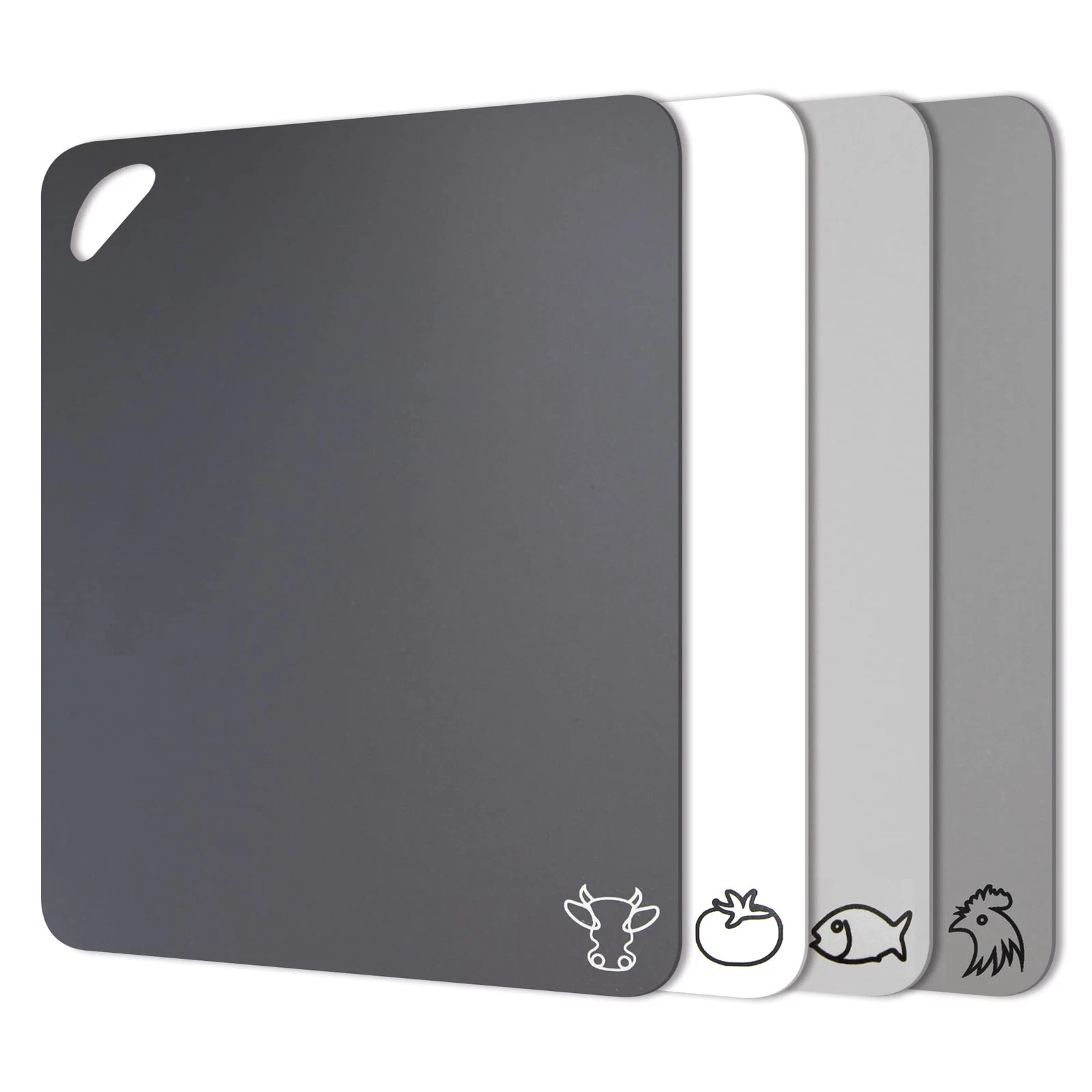Plastic Cutting Boards with Food Icons, Set of 4, Flexible Cutting Mats with ...