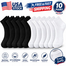 Lot 3-12 Pairs Mens Solid Sports Athletic Work Plain Crew Socks Size 9-11 10-13