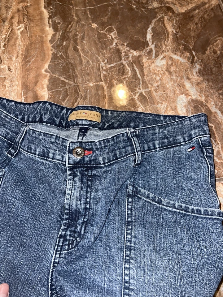 Pantalones de mezclilla Tommy Hilfiger vintage cargo holgados bootcut para mujer 9 Y2K se adapta a 31x32 Foto 4 de 4