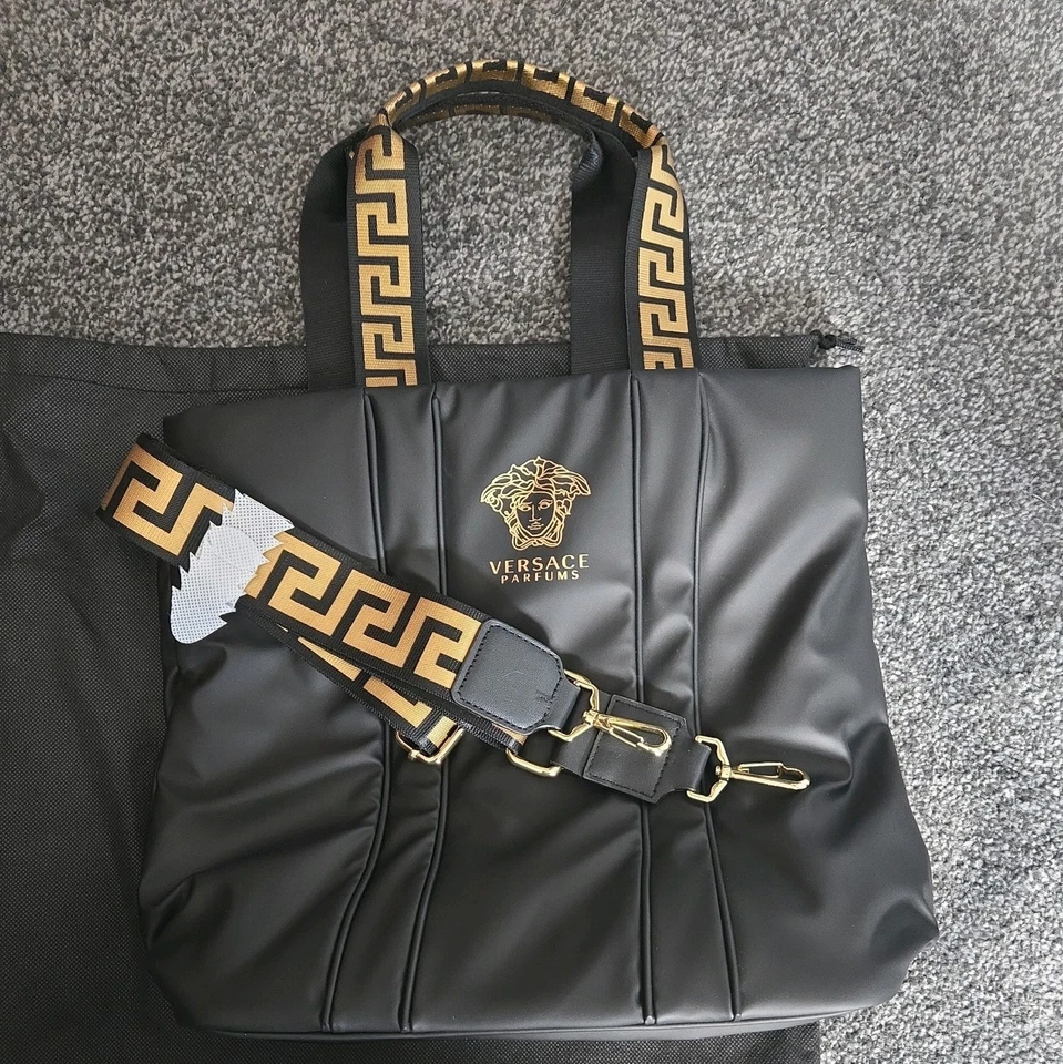 100 GENUINE VERSACE BLACK MEDUSA HEAD TOTE SHOPPER SHOULDER HAND BAG