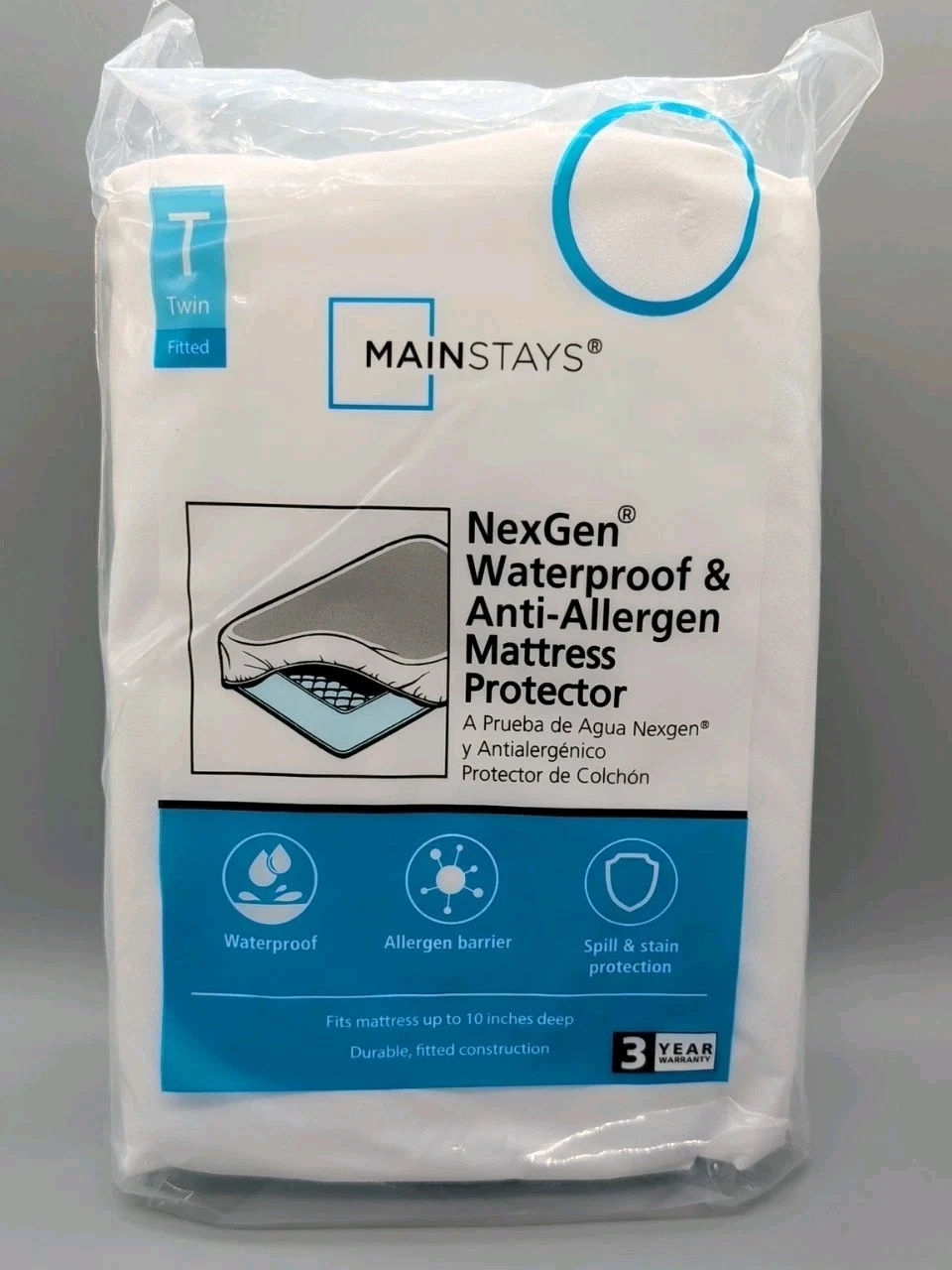 New Mainstays NexGen Waterproof Fitted Mattress Protector FOR Twin Fitted