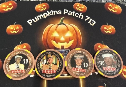 Binions Horseshoe Las Vegas, NV Johnny Moss Poker Chip Set (Four $10 Chips)