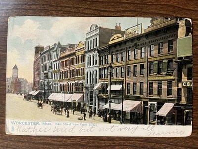 Main Street, Worcester, Massachusetts, MA Postcard ~ UDB, Posted in 1906