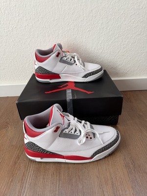 Nike Air Jordan 3 Retro  White/Fire Red-Black Größe 44,5