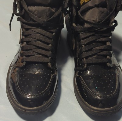 Jordan Air Jordan 1 Retro Black/Gold Patent Leather High Top Men's Sneakers