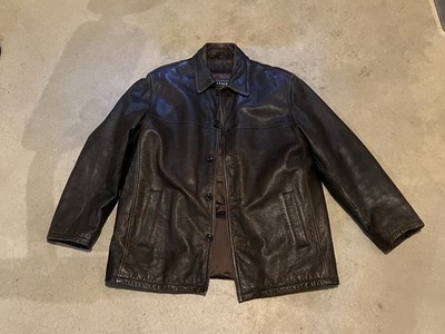 Men's Leather Limited Dark Brown Car Coat Style Jacket With Liner - SZ LARGE