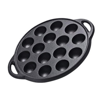 Mini Cake Pans Cast Iron Snail Escargot Plate 15 Compartment Holes Black Panc...