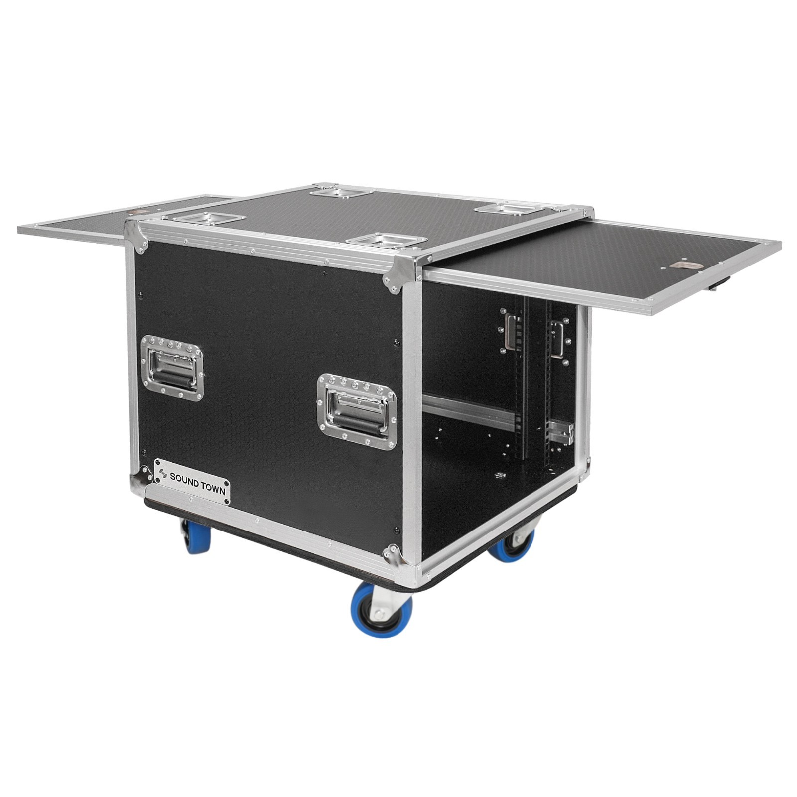 Sound Town 10U Rack Road Case with Slam Door and Adjustable 