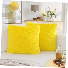 Throw Pillow Covers, Pack of 2 Luxury Soft Faux 16" x 16" Pack of 2 Yellow