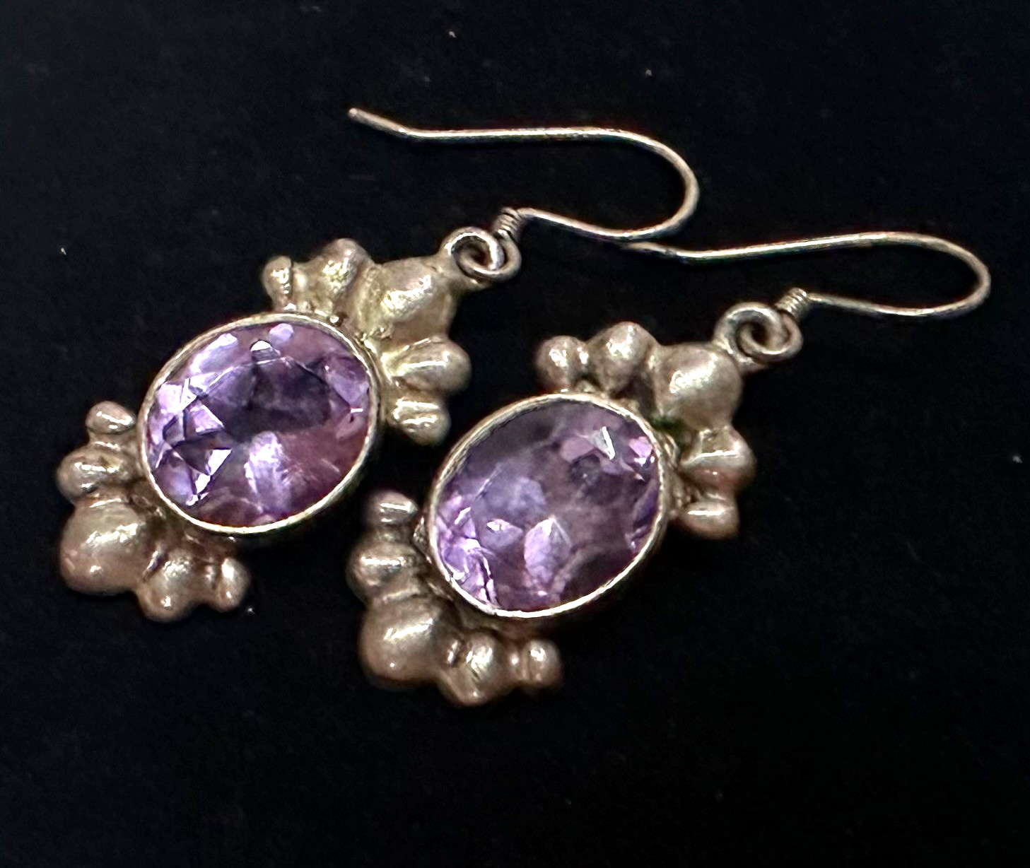 Vintage Purple Earrings MARKED 925 Sterling Silver Jewelry Lot K