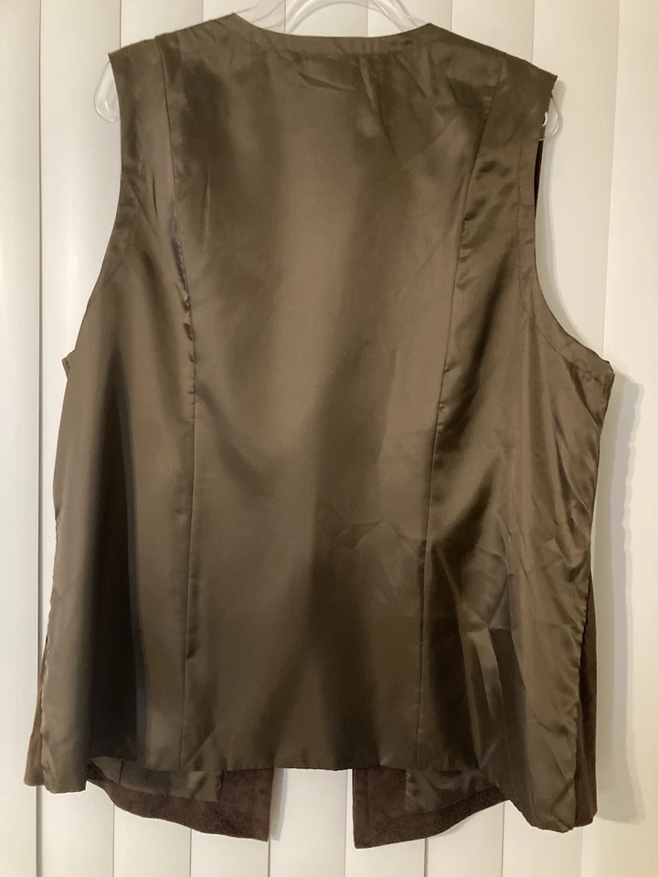 Chaleco Vintage Spiegel Marrón 100% Gamuza Cerdo Mujer Talla Grande 18 Festival Western Foto 4 de 4