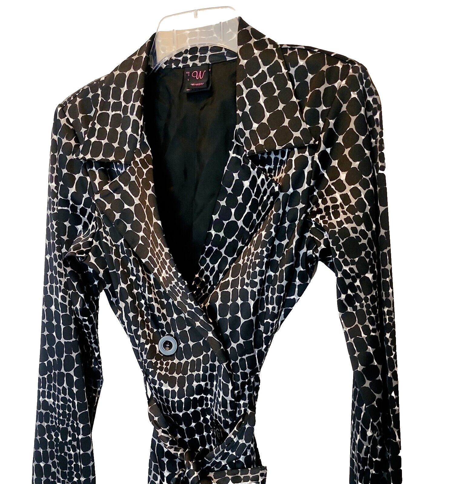 Stylish W Wrapper Jacket Black Geometric Tie Wais… - image 2