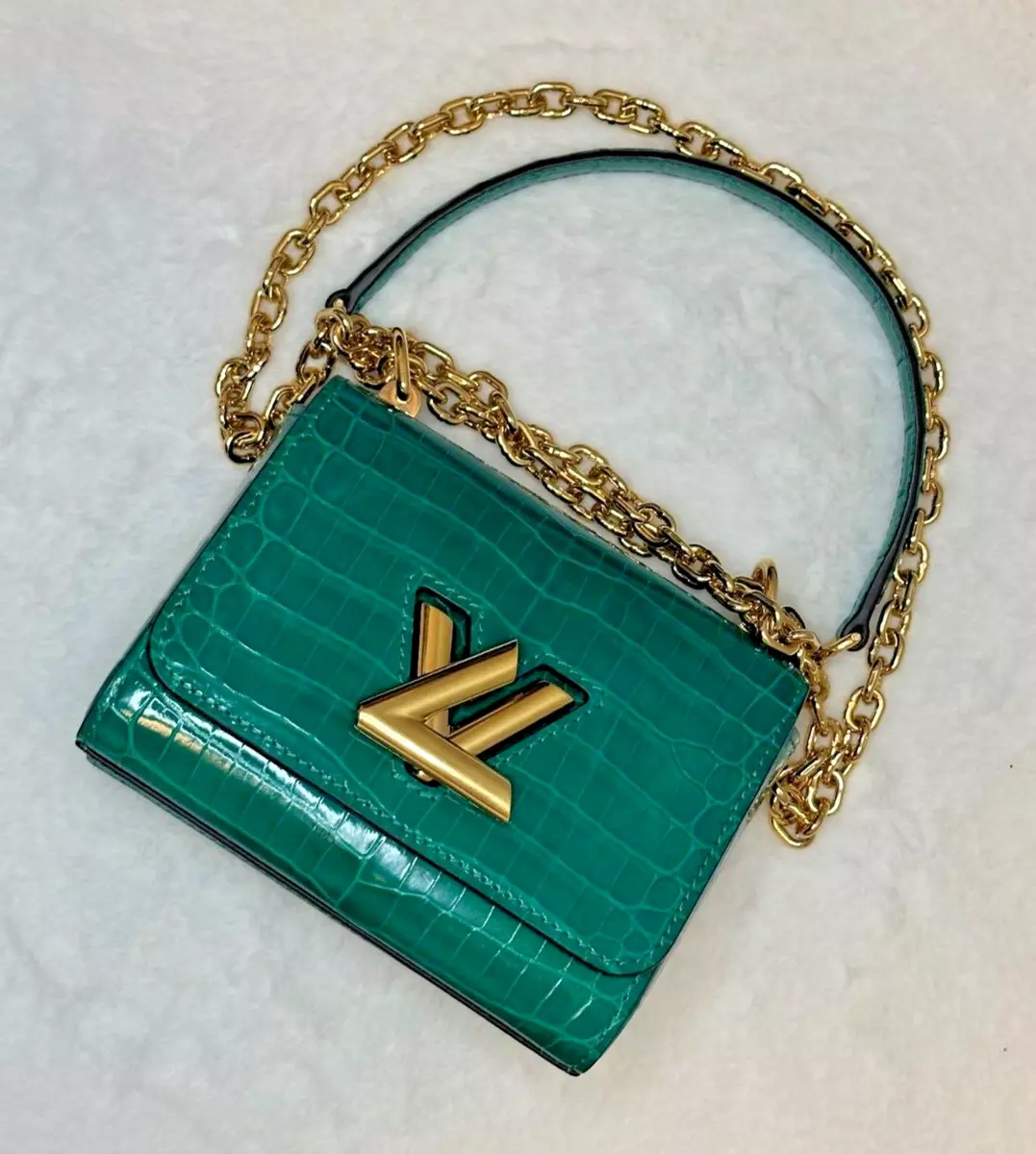 vuitton green crocodile bag