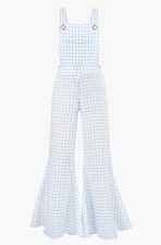 Sleeper Baccara Linen Jumpsuit in Blue Vichy - Size Large