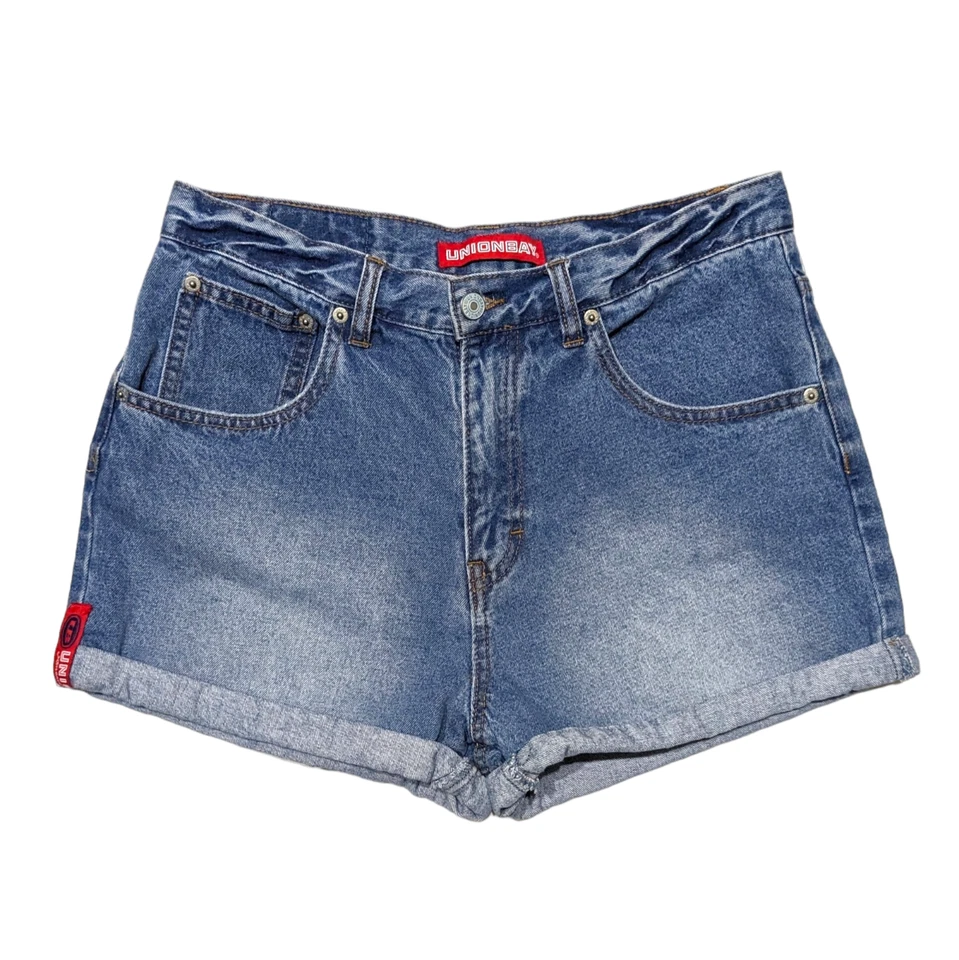 复古 Y2K Union Bay 牛仔短裤 7 码 (29x2) 高腰扣复古牛仔布 — 第 2/4 张图片