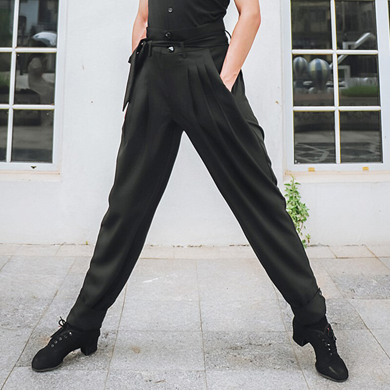 Mens Tango Rumba Standard Latin Dance Pants Ballroom Salsa Cha Cha Competition
