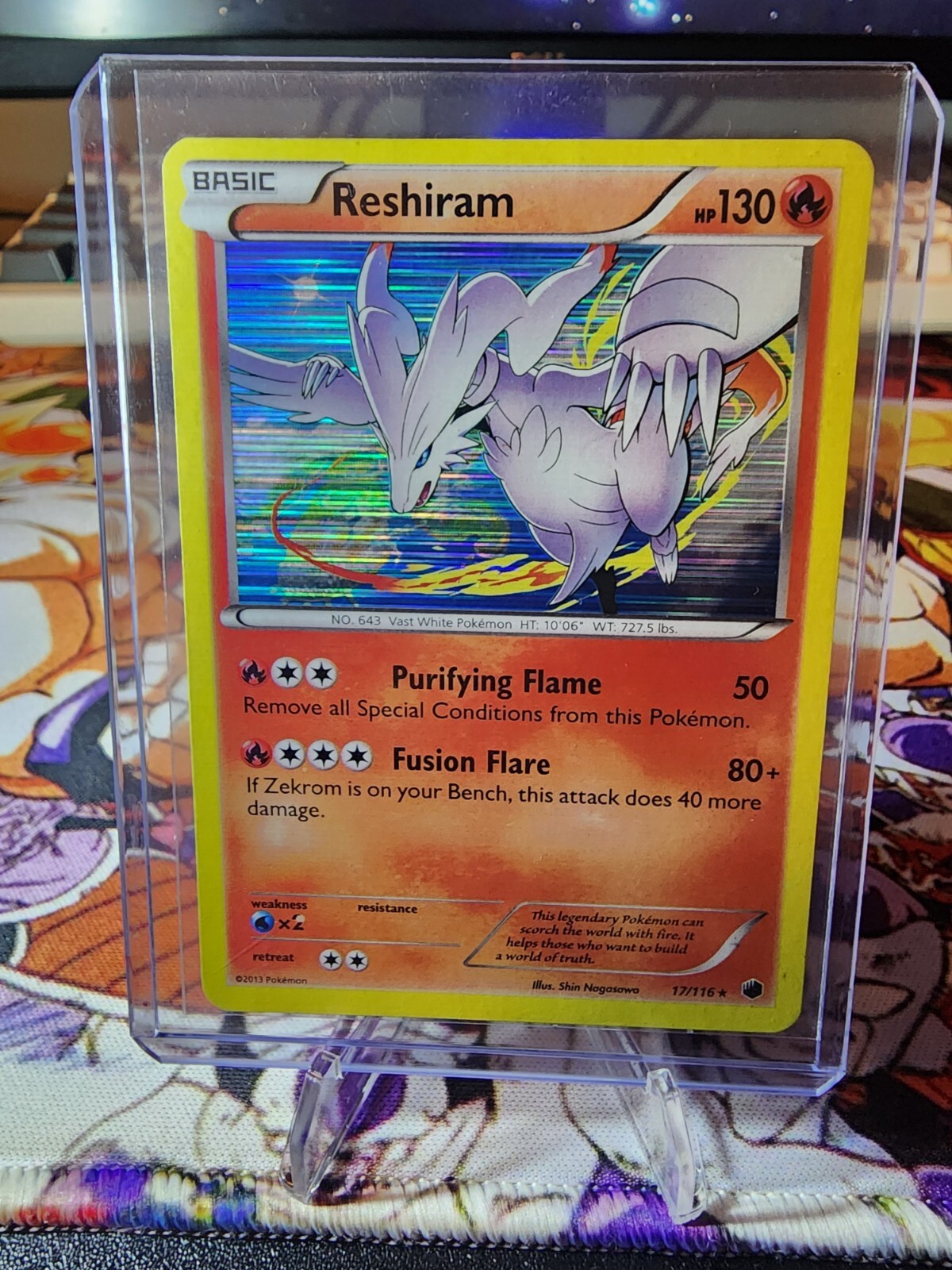Reshiram 17/116 - Pokemon Card - 2013 - Plasma Freeze - COSMOS HOLO - Rare LP