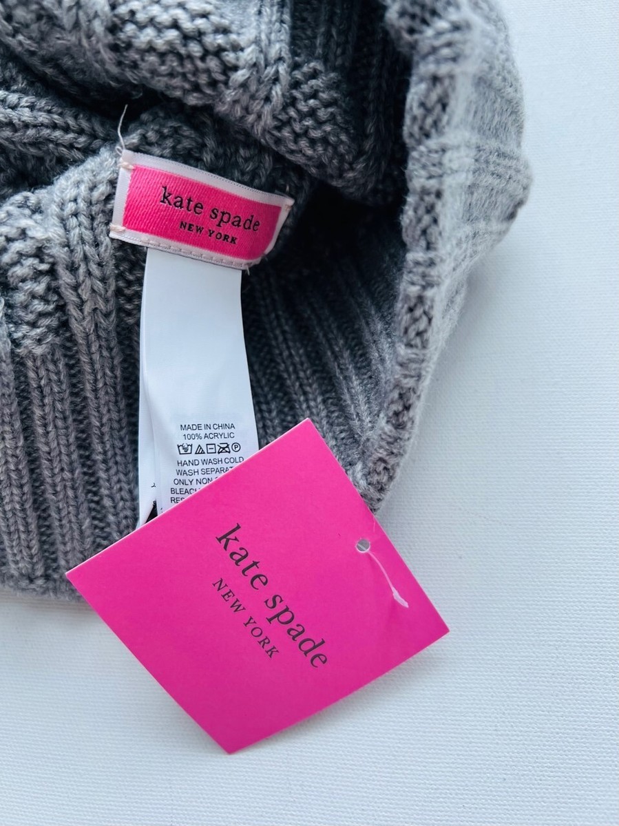 Kate Spade New York Cable Knit Pom Pom Hat Grey | eBay display picture 1