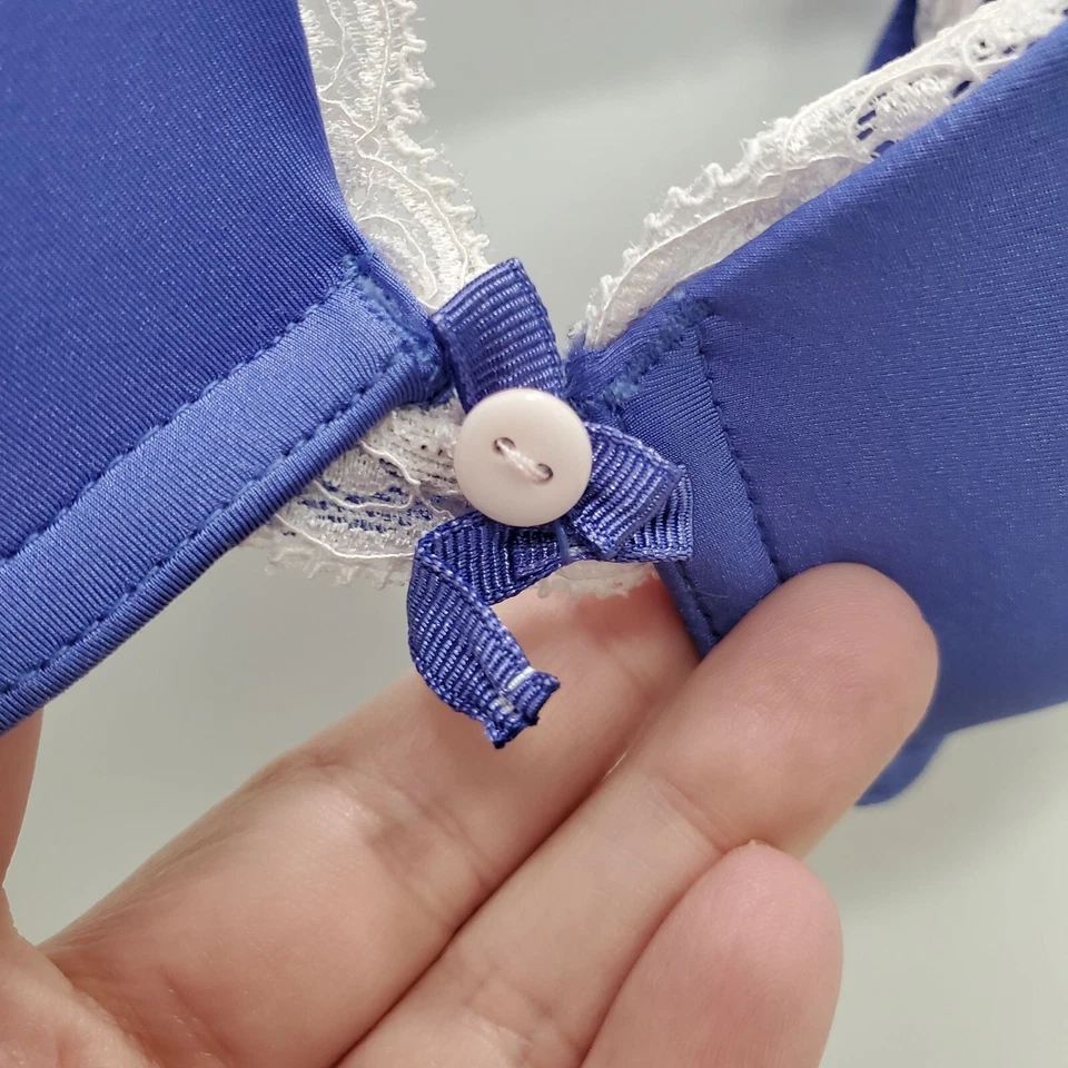 Sujetador con aros Honeydew Blue Pink Lace Trim Cottagecore Extreme Push-Up 34D Foto 2 de 4