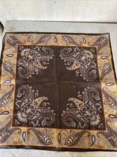 Vintage 60s Scarf Square Acetate Brown Multicolor Paisley 20X20