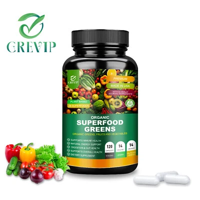GREVIP Organic Superfood Greens - Fruits & Vegetables Complex,Energy Support,Gut Health