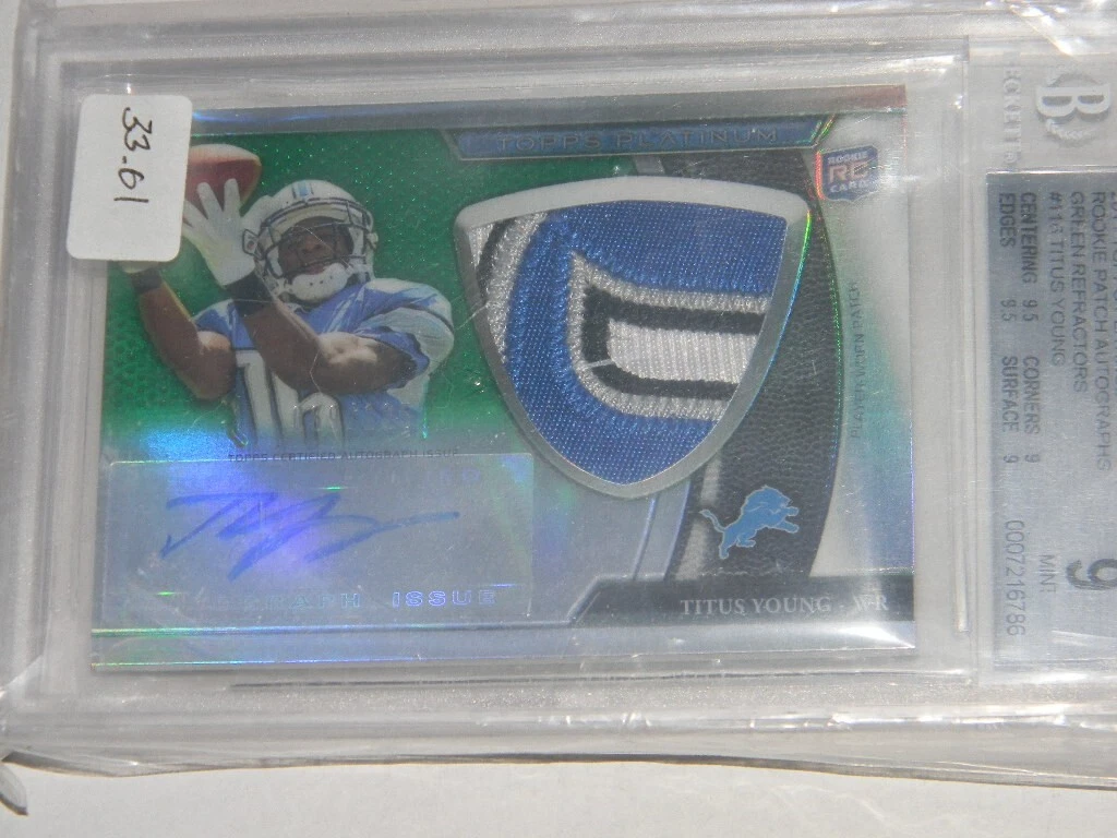 Titus Young Topps Platinum #116 Rookie Patch Autograph-Green Refractor
