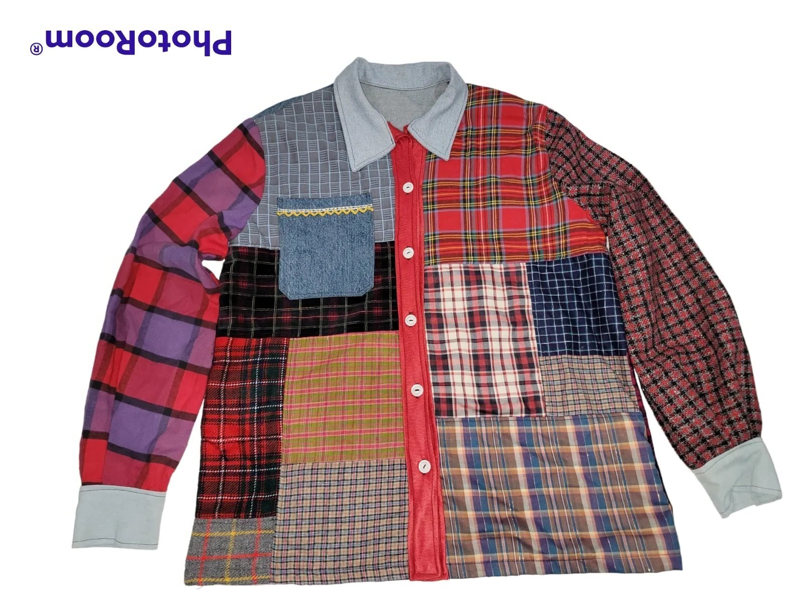 Womens Patchwork Handmade Button Jacket Long Slee… - image 2