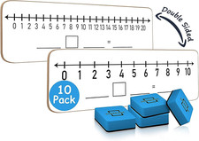 SCRIBBLEDO 10 Pack Dry Erase Number Line White Boards 4x12 Inch