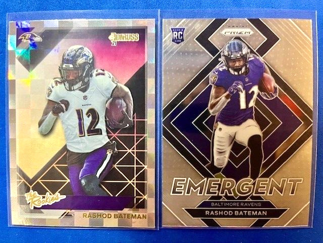 Rashod Bateman 2021 Donruss The Rookies RC & 2021 Prizm Emergent RC - Ravens