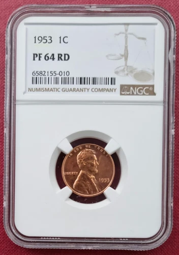 1953 Lincoln Wheat Cent 1c PROOF NGC PF 64 RD #52323