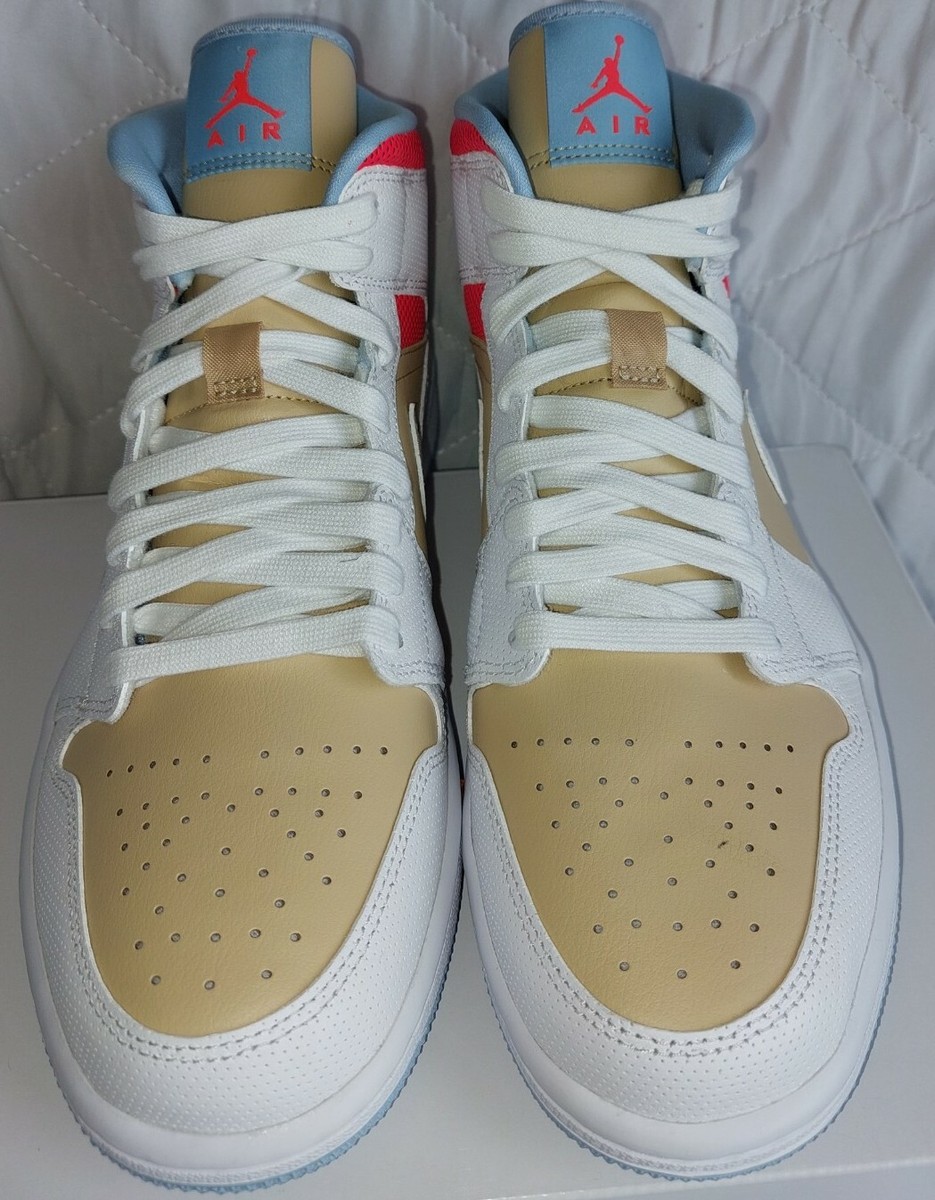 jordan 1 mid sesame flash crimson