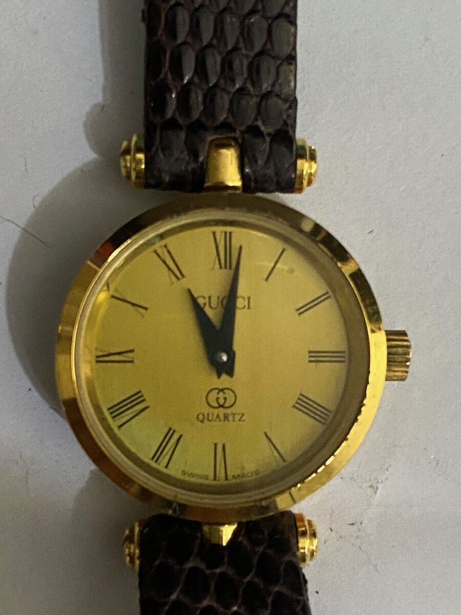 Vintage Gucci Gold Plated Mini Watch w/ Signature GG Back Vintage Gucci Gold Plated Mini Watch w/ Signature GG Back