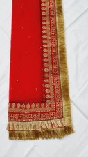 Indian Bridal Karwachauth Sada Saubhagyawati Bhawa Red Net Dupatta party puja