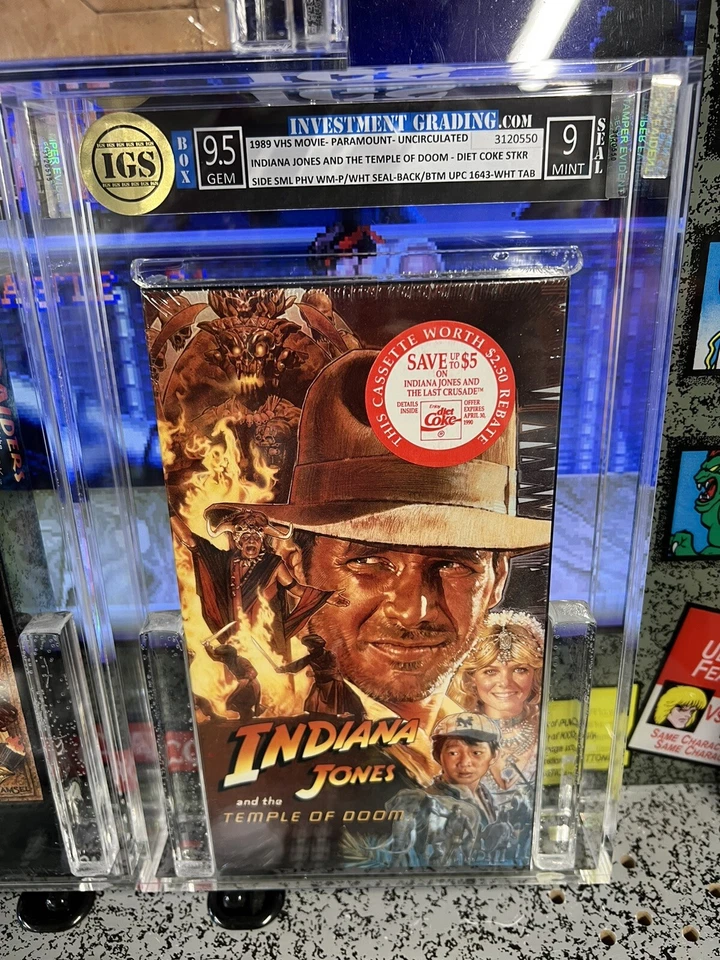 Indiana Jones Lot of 3: Raiders, Doom, Last Crusade Graded IGS Sealed VHS Minty! - Image 4 of 4