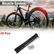 40 Pcs 14G J Bend 224mm x 2mm Bike Bicycle Spokes with Nipples Steel Black