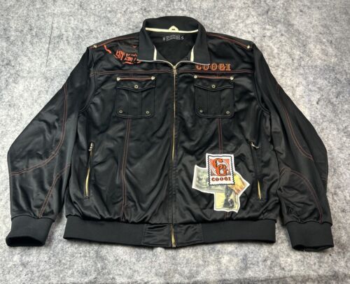 COOGI AUSTRALIA Men's Size 2XL XXL Black Full Zip Track Jacket Embroidered