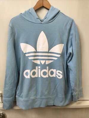 トップス 00s adidas zip hoodie trefoil logo Adidas Trefoil Logo Light Blue Hooded Sweatshirt Hoodie Size
