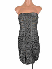 BCBG MAXAZRIA Vintage Y2K Black Nude Lace Strapless Boned Mini Dress Size 6