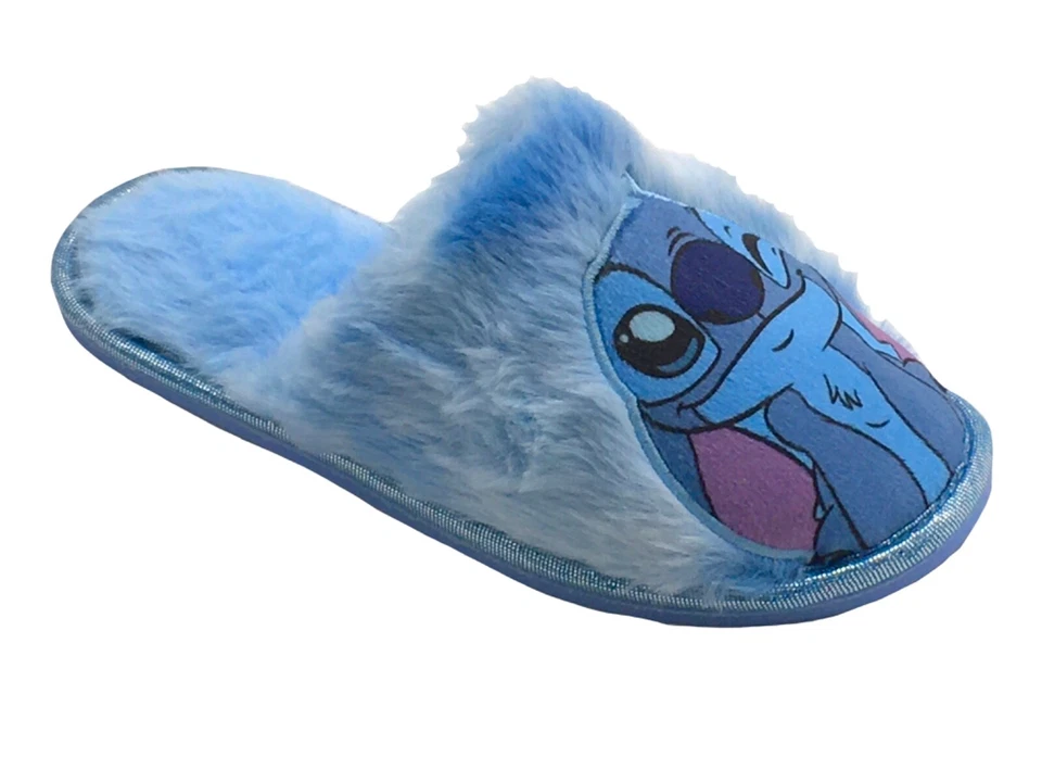 DISNEY Ciabatta bambina Lilo & Stitch mules blu glitter taglia 12-6 junior peluche slip on