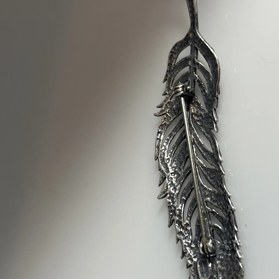 Broche Kabana Pluma Plata de Ley 925 Sello 3+” 8,2 gr Foto 2 de 4