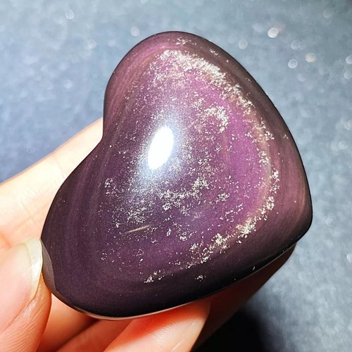 Rare Natural Rainbow Flash Obsidian Sphere Heart Reiki Stone Healing C85 - Picture 8 of 13