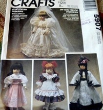 GREAT VTG 13-14" and 16" Victorian DOLL CLOTHING SEWING PATTERN