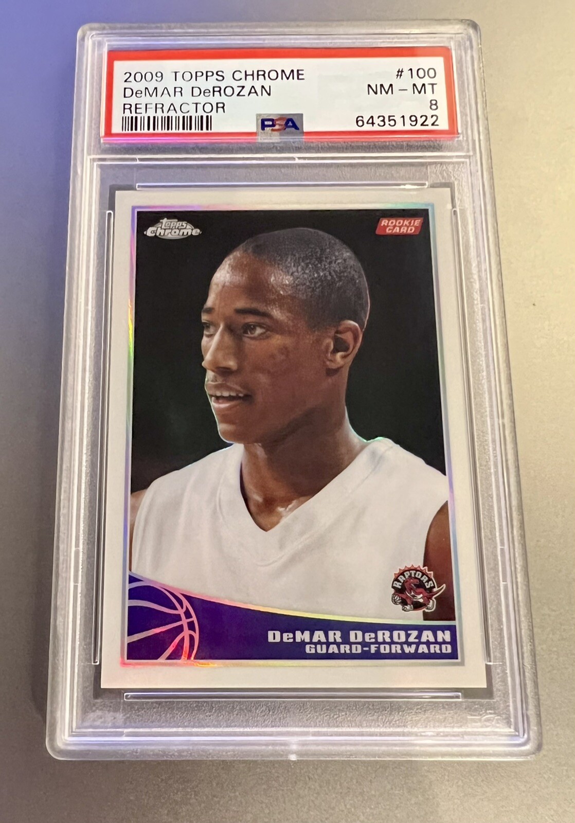 PSA 8 2009 Topps Chrome 100 DEMAR DEROZAN REFRACTOR 230/500 ROOKIE RAPTORS BULLS