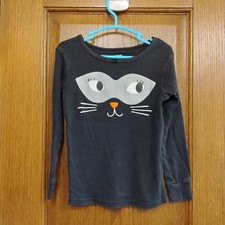 Carters Black Cat Long Sleeve PJ Shirt Girls Size 4