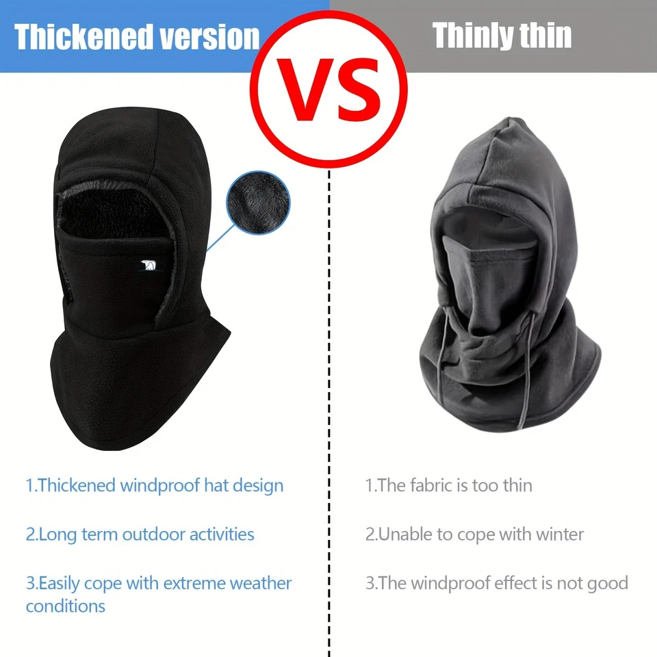Chapéu Balaclava Masculino | Máscara de Esqui de Inverno, Chapéu Quente, Proteção contra Frio e Quebra-Vento - Imagem 3 de 4
