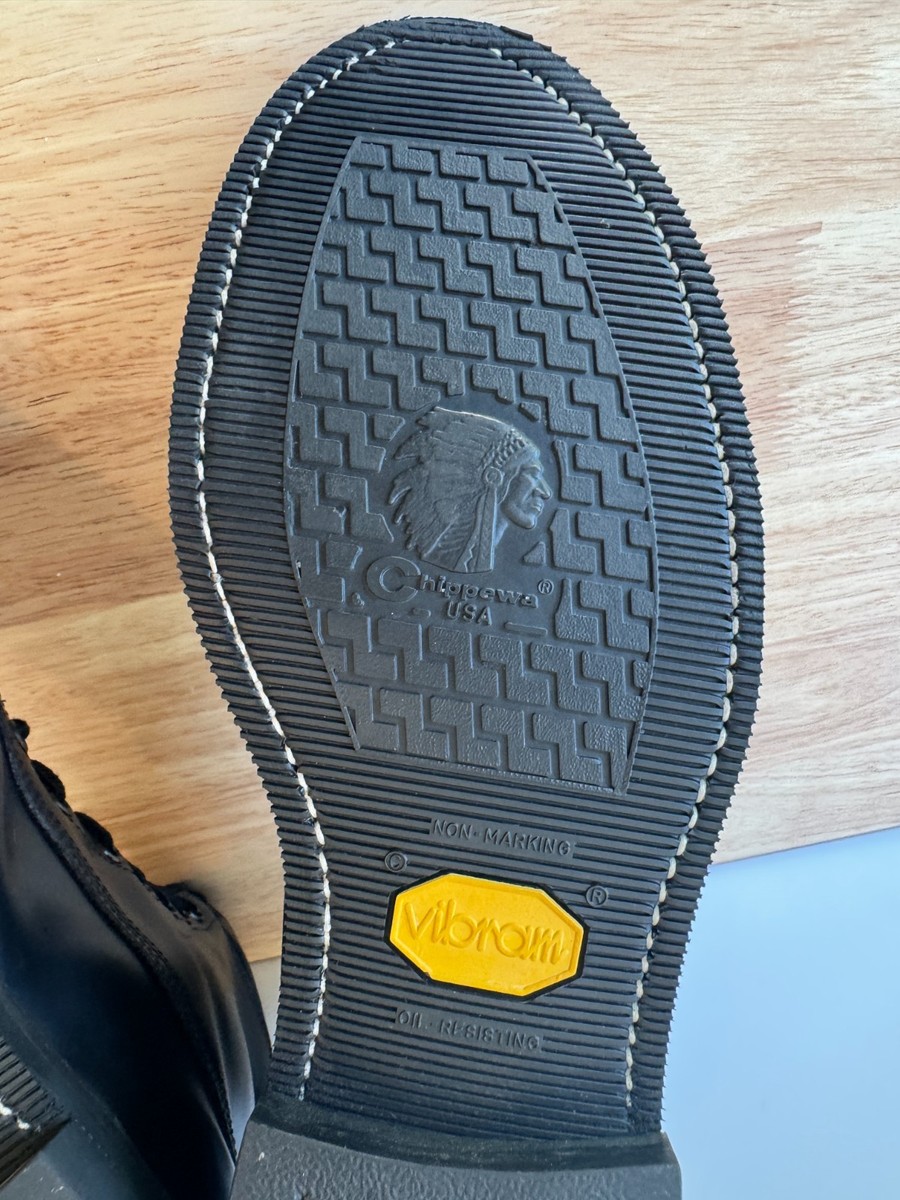 Chippewa Boots Vibram Steel Toe Firefighter Front Zip Black Boots