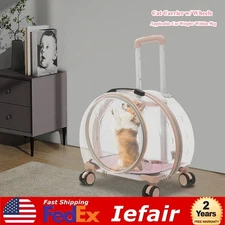 Transparent & Fully Breathable Dog/Cat Carrier with Rolling Wheels for Traveling