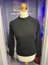 Mango Black Ribbed Knit Top With Open Back Tie Detail UK 10 Winter
