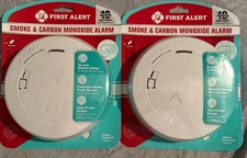 2 - First Alert Smoke & Carbon Monoxide Alarm Lot of 2 Model PC1210 Slim Profile