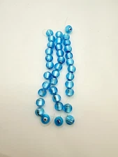 Winter Blue 13mm Lampwork Silver Foil Strand of 12 Beads